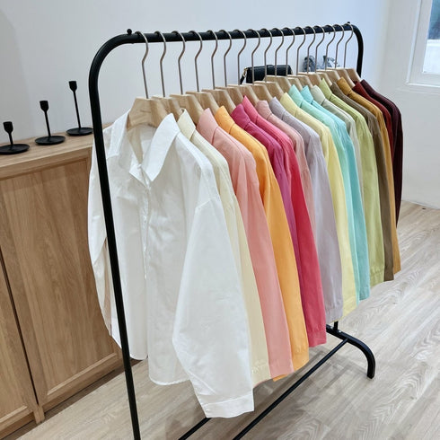 Women Cotton Casual Formal Solid Colour Shirts